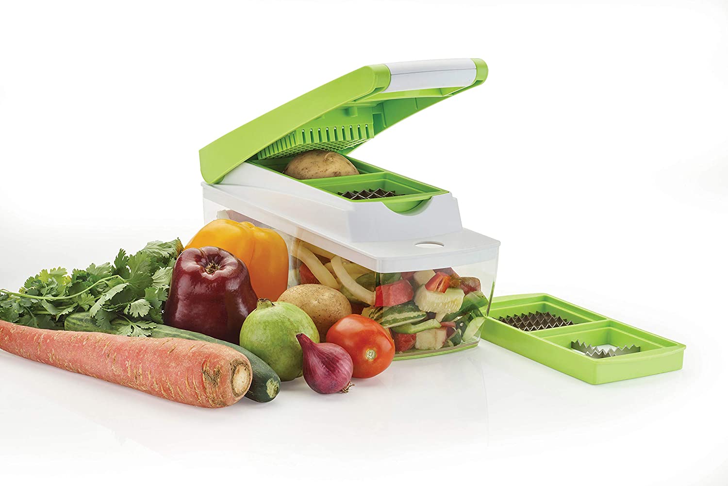 Plastic Multipurpose Vegetable and Fruit Chopper Cutter Grater Slicer, Green2