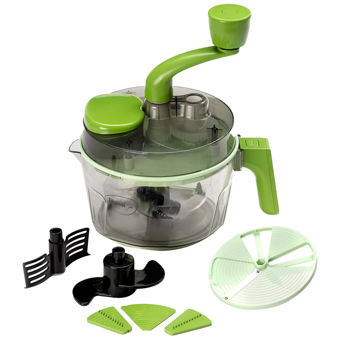 Stovekraft Tornado Turbo Manual Chopper 1.5 L Used for Chopping, Atta Kneader, Slicing, Shredding and Whipping - Green, Large