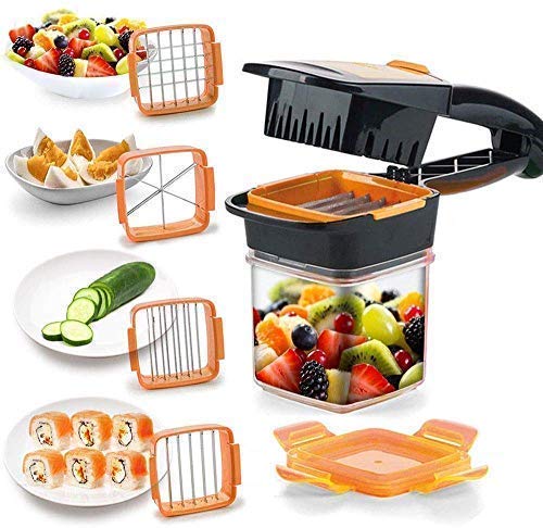 Vegetable Dicer Chopper 5 in 1 Multi-Function Slicer Vegetable & Fruits Cutter, Dicer Grater & Chopper, Peeler with Container Onion Cutter