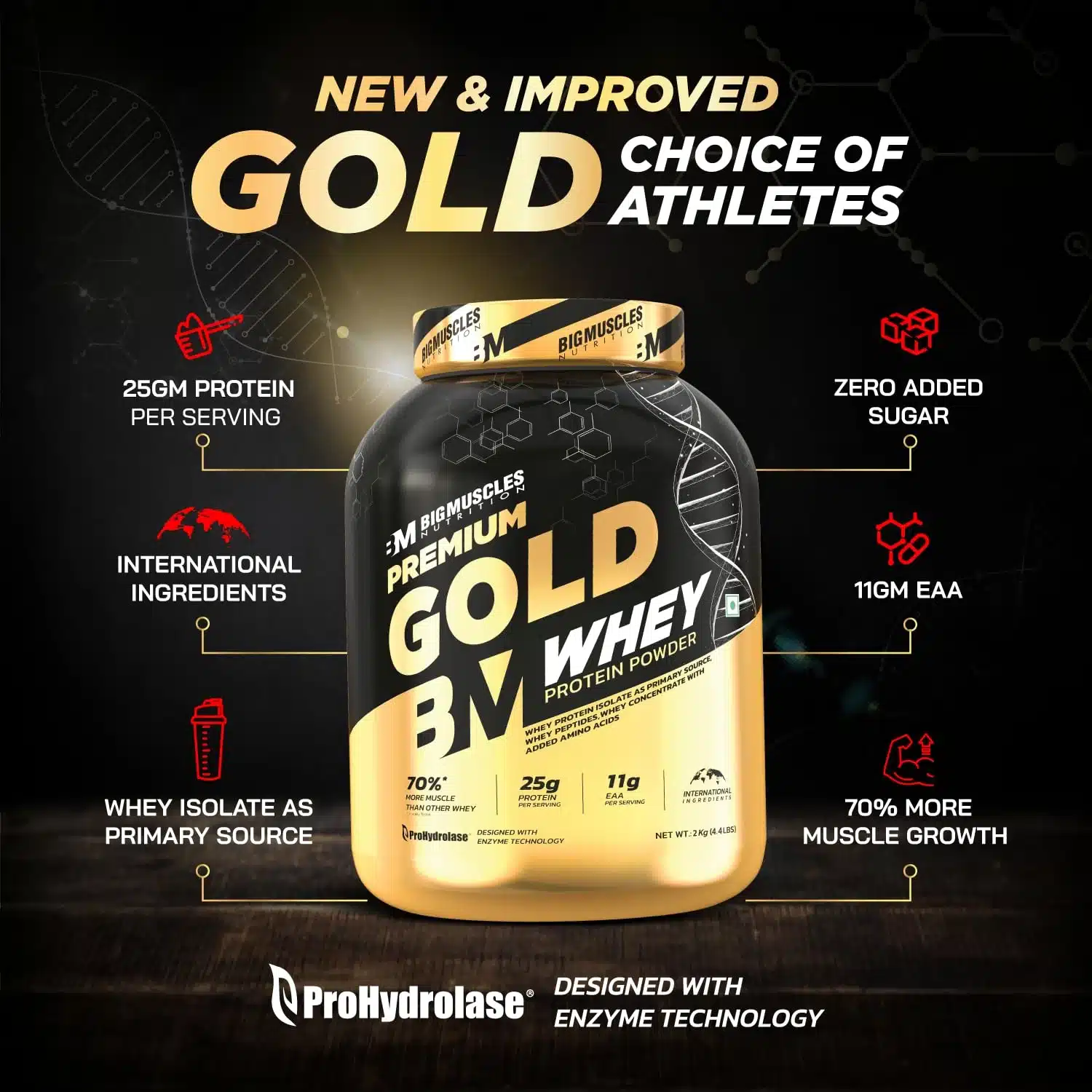 Bigmuscles Nutrition Premium Gold Whey 1Kg-2.
